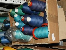 Box Containing Twelve Assorted Cones of Thread