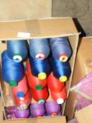 Box Containing Twelve Assorted Cones of Thread