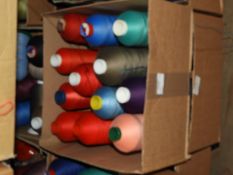 Box Containing Twelve Assorted Cones of Thread