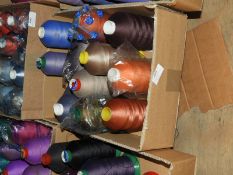Box Containing Twelve Cones of Assorted Threads