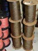 Six Rolls of Gold & Black Glitter Thread