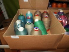 Box Containing Twelve Assorted Cones of Thread