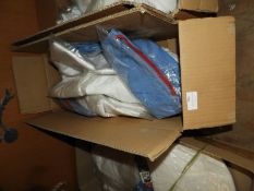 Box Containing White Work Trousers, Surgical Tops,