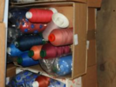 Box Containing Twelve Assorted Cones of Thread