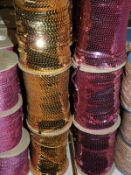 Three Rolls of Gold and Three Rolls of Pink Sequin