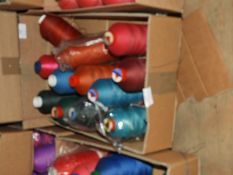Box Containing Twelve Assorted Cones of Thread