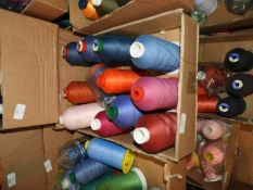 Box Containing Twelve Assorted Cones of Thread