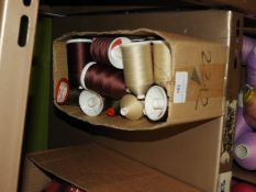 Box Containing Assorted Cones of Thread