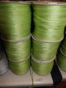 Six Rolls of Lime Green & Gold Braided Ribbon