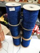 Six Rolls of Blue Glitter Machine Knitting Wool