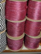 Six Rolls of Pink & Silver Braided Ribbon
