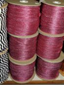 Six Rolls of Pink & Silver Braided Ribbon