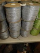 Six Rolls of Silver Braided Ribbon