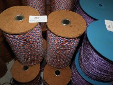 Six Rolls of Red, White & Blue Printed Ribbon