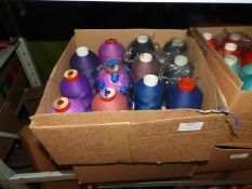 Box Containing Twelve Assorted Cones of Thread