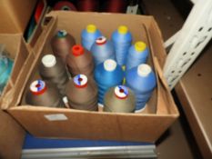 Box Containing Twelve Assorted Cones of Thread