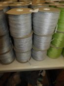 Six Rolls of Silver Braided Ribbon