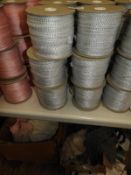 Six Rolls of Silver Braided Ribbon