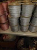 Six Rolls of Silver Braided Ribbon