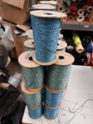 Seven Rolls of Blue Glitter Machine Knitting Wool