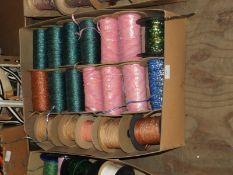 Box Containing Assorted Wools, Braids, Sequins, et