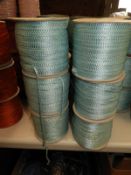 Six Rolls of Pale Blue Braided Ribbon