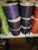 Six Rolls of Purple, Lilac & Silver Ribbon