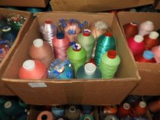 Box Containing Twelve Assorted Cones of Thread