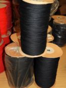 Three Rolls of Black Drawstring Cord
