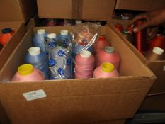 Box Containing Twelve Assorted Cones of Thread
