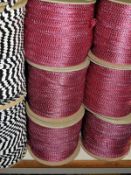 Six Rolls of Pink & Silver Braided Ribbon