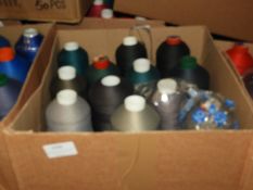 Box Containing Twelve Assorted Cones of Thread