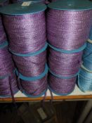 Six Rolls of Purple & Silver Braided Ribbon