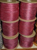 Six Rolls of Pink & Silver Braided Ribbon