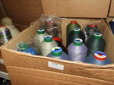 Box Containing Twelve Assorted Cones of Thread