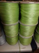 Six Rolls of Lime Green & Gold Braided Ribbon