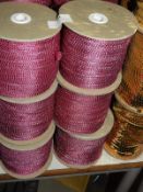 Six Rolls of Pink & Silver Braided Ribbon