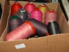 Box Containing Twelve Assorted Cones of Thread
