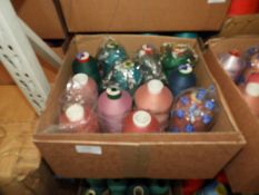 Box Containing Twelve Assorted Cones of Thread