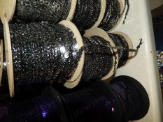Three Rolls of Silver Sequins on Black Thread