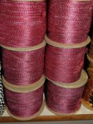 Six Rolls of Pink & Silver Braided Ribbon