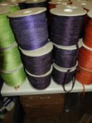 Six Rolls of Purple, Lilac & Silver Ribbon