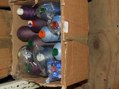 Box Containing Twelve Assorted Cones of Thread