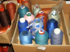 Box Containing Twelve Assorted Cones of Thread