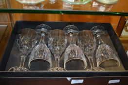 Box Set of Six Glenn Eagles Cut Glass Wine Glasses