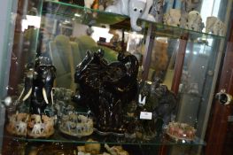 Eight Assorted Elephants Including Three Circular