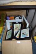 Box of Framed Postcards, Comic, Games, etc.