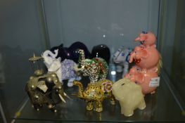 Ten Assorted Elephants Including Ceremonial Indian