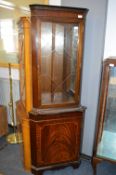 Mahogany Effect Corner Unit with Glazed Front