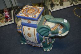 Large Green Pottery Elephant Plant Stand